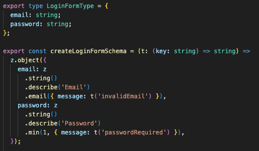 schema factory function
